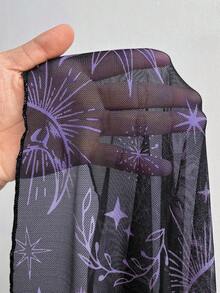 SHEIN Whyspr 秋冬大码朋克暗黑优雅夸张小众星月网眼A字及膝连衣裙 - 彩色 - 查看 7