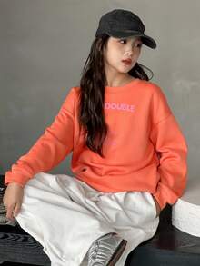 DAZY Tween Girl Crew Neck Thermal Lined Printed Sweatshirt, Fall