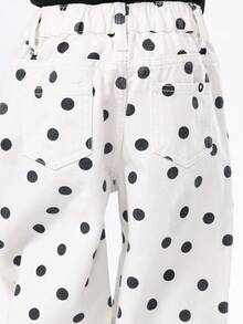 SUMWON بناطيل واسعة الساق بنقشة نقاط للأطفال بخصر عالي على الطراز الرجعي، بناطيل بالاتزو قطنية فضفاضة مريحة، ملابس سفلية كاجوال للخريف والشتاء