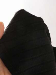 Elladie kids 2 st set med stickad, ribbad långärmad t-shirt och byxor för babyflickor, avslappnad höstoutfit - Svart - Visa 3