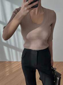 DAZY 1 件女士加长喇叭裤，显瘦加长腿，女士正装裤 - 黑色 - 查看 3