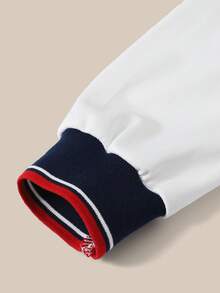 SHEIN Explorewe Tween Boy Casual Sports Preppy-Style Long-Sleeve Polo Shirt With Half-Open Collar And Horse Pattern Embroidery, Full-Match Comfort Design. Suitable For Outdoor Activities, School, Vacations, Gatherings, Home Wear, Spring, Summer, Short Trips, Holidays, Leisure Time, Sunbathing – 2025 Back-To-School Preppy And Campus Sports Attire. Fall Winter - White - View 8