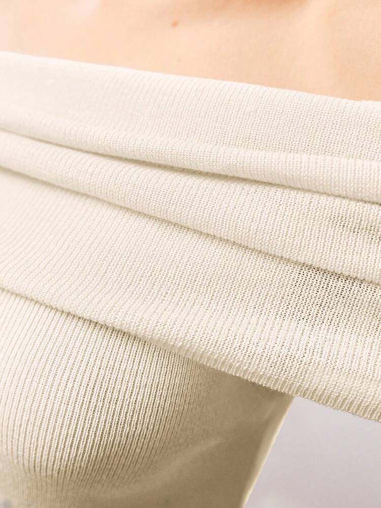 FOLDOVER OFF THE SHOULDER KNIT TOP