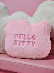 HELLO KITTY AND FRIENDS | SHEIN Pink Kitty Bow Embroidered Design Throw Pillow