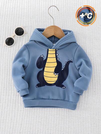 Cozy Pixies Baby Boy Cartoon Dinosaur Pattern 3D Horn Hooded Long Sleeve Pullover Sweatshirt Autumn Winter Clothes For Women