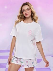 My Little Pony X SHEIN Women Lounge Sets Unicorn Shorts Unicorn Shirt Unicorn Pajama Set