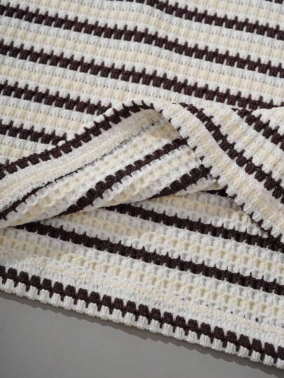 Street Life Men Casual Dropped Shoulder Striped Loose Hoodie, Fall