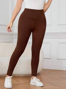 SHEIN LUNE Plus Size Fashionable Commuter Shiny Print Leggings Winter Clothes For Women Cozy Fall And Winter Clothes For Women Christmas Clothes Christmas Outfit For Women New Year Clothes New Year Outfit Thanksgiving Outfit For Women Party Outfit Elegant Leggings For Women Sequin Leggings For Women