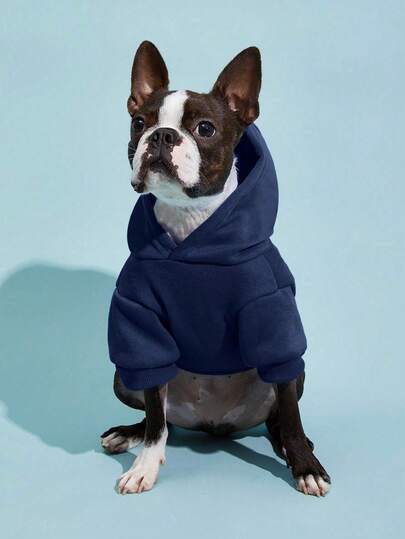 PETSIN 1 件宠物海军蓝保暖连帽运动衫，适合猫狗