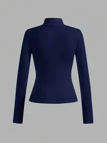 SHEIN Essnce Bộ 4 áo len cổ lọ nhiều lớp màu trơn đơn giản, dáng ôm vừa vặn dành cho nữ, mùa thu/đông - Nhiều màu - Xem 11