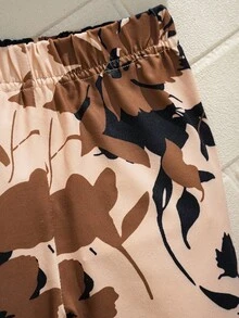 Explorewe Leggings à taille élastique avec imprimé silhouette décontracté pour filles + ensemble 2 pièces avec un haut ample et confortable avec imprimé lettres créatif. Design polyvalent convenant à l'automne, le printemps, l'hiver, pour un usage quotidien, les déplacements, les activités extérieures, les sports, l'école, la rue, les fêtes, la photographie - Multicolore - Voir 3