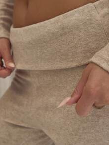 MUSERA Fold Over Waist Fitted Flare Mid Rise Trousers Bottom Only Cute Classy Sexy Streetwear Fall Autumn Night Out Winter Christmas Party Thanksgiving Elegant