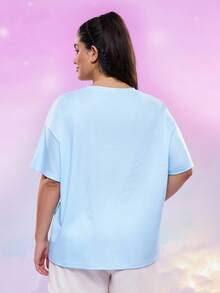 My Little Pony X SHEIN Áo thun tay ngắn in hình ngựa con dễ thương cỡ lớn, mùa hè - Màu xanh lam - Xem 2