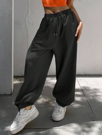 Strévra Pantalon de jogging ample pour femmes avec cordon de serrage à la taille et liens aux chevilles