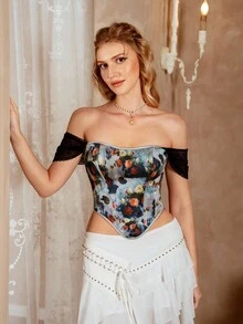 Myrelith 1pc Women Lace Patchwork Camisole Top - Multicolor - View 5