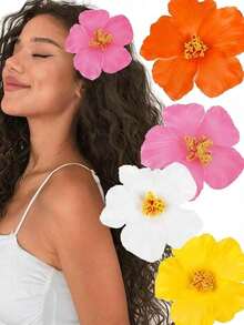 1/3 pièces Épingle à cheveux en fleur d'orchidée en chiffon multicolore bohème grande pour accessoire de mariage de mariée. Accessoires de barrette à cheveux