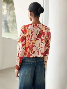 Lumivelle Cárdigan de mujer con cuello redondo y botón único, suéter corto de punto con estampado, primavera/otoño