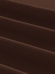 SHEIN PETITE 女士休闲纯色圆领紧身基本款长袖 T 恤，适合夏季、秋季和冬季 - 巧克力棕 - 查看 4