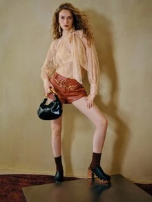 MOTF STUDIO PU皮革短裤 - 棕色 - 查看 5