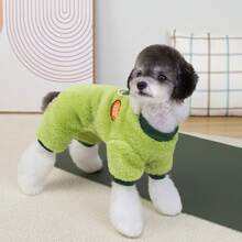 PETSIN 秋冬季宠物服装，四脚抓绒服装，小型动物服装，休闲连体衣，厚棉服装，防风保暖抓绒服装，猫咪配饰，猫咪服装，狗狗鞋子，室内猫咪配饰，猫咪用品，圣诞宠物用品和服装 - 綠色 - 查看 5