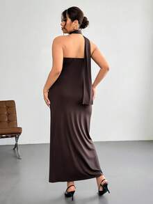 Firerie Váy dài tay sequin bất đối xứng cỡ lớn dành cho nữ, Váy dài thời trang, Trang phục xuân/hè, Thích hợp để đi làm, Thanh lịch, Gợi cảm, Kỳ nghỉ, Bãi biển, Bohemian, Hawaii, Lễ hội âm nhạc, Tiệc tùng, Công sở - Màu nâu Sô-cô-la - Xem 2