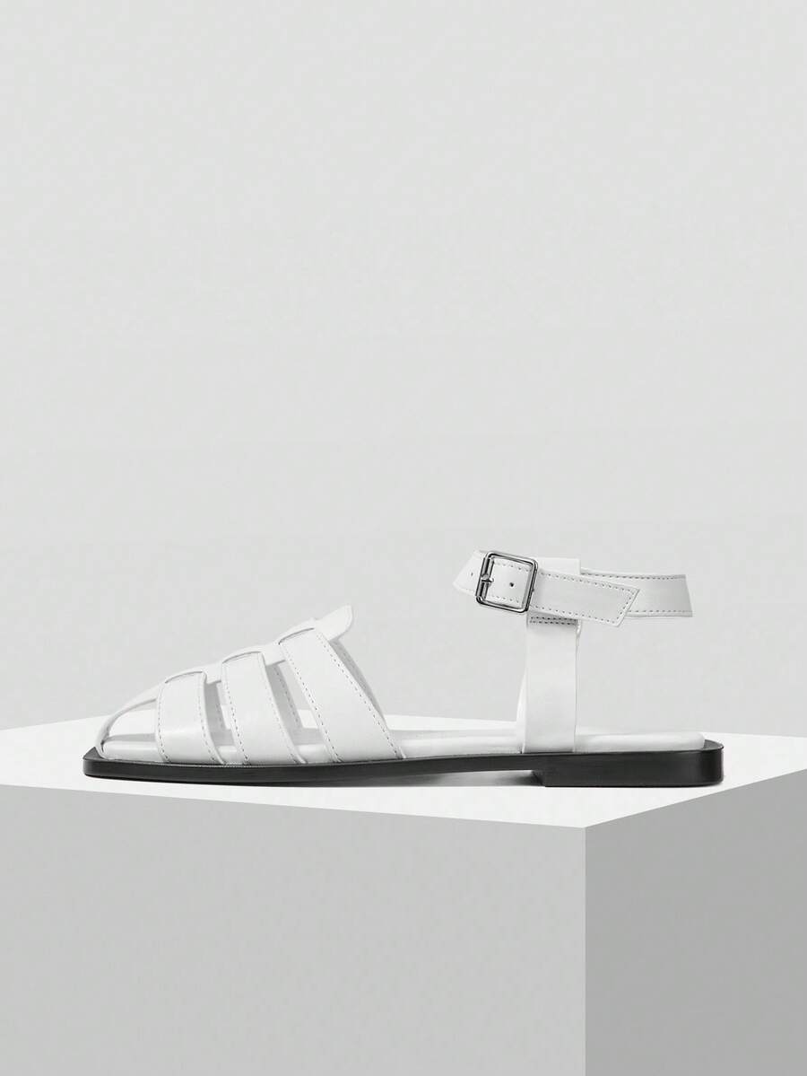 MOTF PREMIUM WOMEN'S COMFORTABLE SQUARE TOE FLAT SANDALS FOR DAILY WEAR - White - View 2