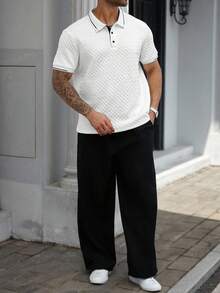 Manfinity Homme 大码男士条纹短袖休闲商务 Polo 衫