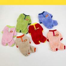 PETSIN 可爱卡通风格四足宠物连体衣 - 防风舒适羊毛服装，适合小型犬和猫，适合日常室内外穿着 - 藍色 - 查看 6