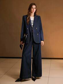 MOTF 结构感双排扣牛仔夹克