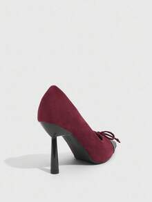 CUCCOO SZL Women's Fashion Burgundy Bow Pointed Toe Stiletto High Heel Pumps, Suitable For Commute, Date, Party, Wedding, Holiday
