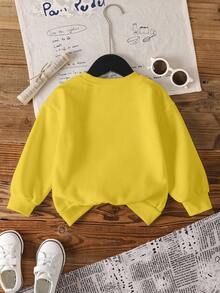 SpongeBob SquarePants | SHEIN Young Girl Cartoon Graphic Crew Neck Long Sleeve Sweatshirt - White - View 2