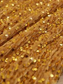 Chiquease 优雅无袖亮片天鹅绒连衣裙，修身腰身，高端别致风格 - 黃色 - 查看 7