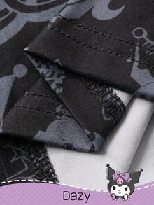 DAZY HELLO KITTY AND FRIENDS | SHEIN 女士字母图案时尚宽松睡裤，冬季 - 黑色 - 查看 8