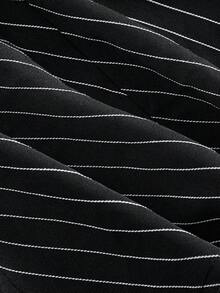 SHEIN MOD Plus Size Women's Halter Neck Tie Black & White Striped Cropped Top Top With Scarf