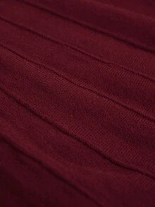 Aveloria Rosie Women's Wine Red V-Neck Faux Wrap Design Cinched Waist Batwing Sleeve Sweater & Pleated A-Line Long Skirt 2 Pieces Set, Autumn/Winter - Red - View 8