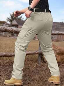 Manfinity Nomadique 秋季男士多口袋战术宽松直筒户外裤 - 米色 - 查看 2