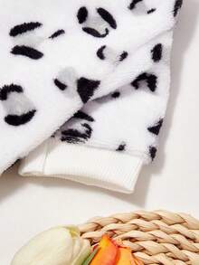 PETSIN 1件豹纹抓绒圆领衫，加厚保暖，适合猫狗，黑/白/灰三色可选，秋冬季 - 彩色 - 查看 3