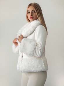Sweetina Women's Fashionable And Elegant Faux Fur Jacket, Winter - White - View 4
