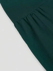 SHEIN MOOSTA Rochie tip cămașă cu mânecă lungă, talie înaltă, mărime plus - Verde inchis - Vizualizare 6