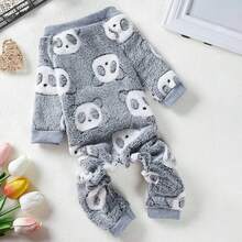PETSIN 1 Pet Panda Pattern Wool Warm Flannel Jumpsuit - Multicolor - View 5