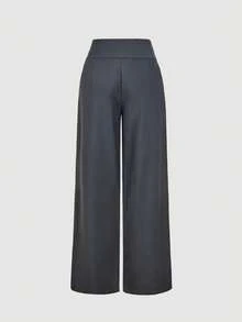 SHEIN MOD 女士宽松灰色低腰系带阔腿休闲裤 - 灰色 - 查看 2