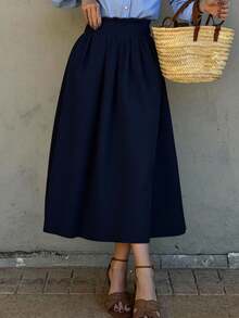 Siren Gaze Summer Women Clothes Casual  A-Line Linen Midi Skirt For Summer Fits Beach High Waist Baggy Winter