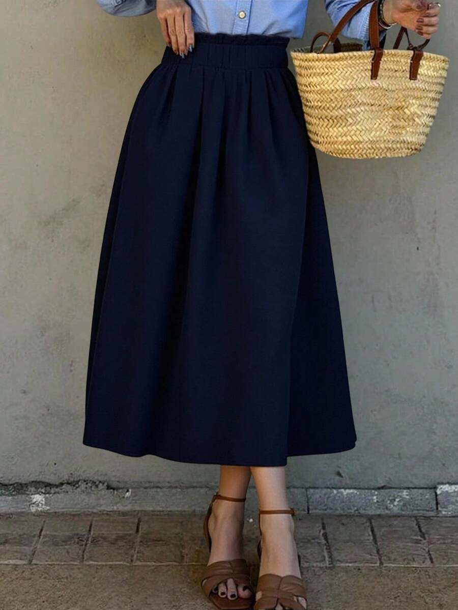Siren Gaze Summer Women Clothes Casual  A-Line Linen Midi Skirt For Summer Fits Beach High Waist Baggy Winter
