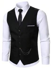 Manfinity Mode بدلة رجالية أساسية، للارتداء اليومي الكاجوال، بتصميم بريطاني، بدلة رسمية سوداء للرجال من نوع كاتسآي، بدلة 3 قطع تشمل السترة والسترة الصدرية والبنطلون للرجال