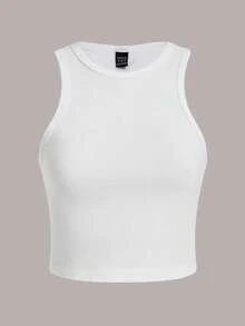 SHEIN Essnce 4pcs/Set Casual, Layering, Outdoor, Home Wear, Solid Color Versatile Women Cropped Tight Camisole, Suitable For Spring/Summer - Multicolor - View 6