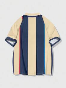 ROMWE MEN Spring/Summer Casual Graphic Men'S Casual Preppy Collegiate Button-Up Polo Shirt - Multicolor - View 2