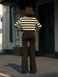 Teen Girl Striped Print Tee & Flare Leg Pants