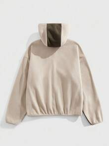 ROMWE MEN Prep Men's Patchwork Hoodie Sweatshirt, Long Sleeve - Dark Green - View 2