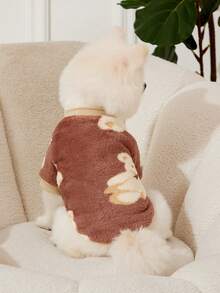 PETSIN 1 Stück süßer brauner Bär Plüsch Fleece warmer Haustier Kapuzenpullover