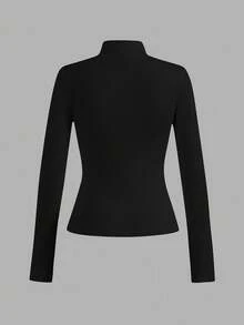 SHEIN Essnce Bộ 4 áo len cổ lọ nhiều lớp màu trơn đơn giản, dáng ôm vừa vặn dành cho nữ, mùa thu/đông - Nhiều màu - Xem 2